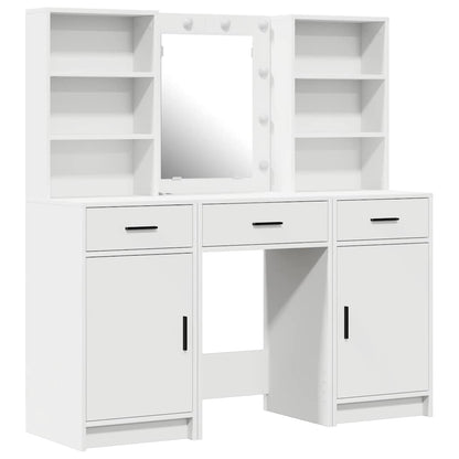 vidaXL Dressing Table Set 3 pcs White Engineered Wood 2
