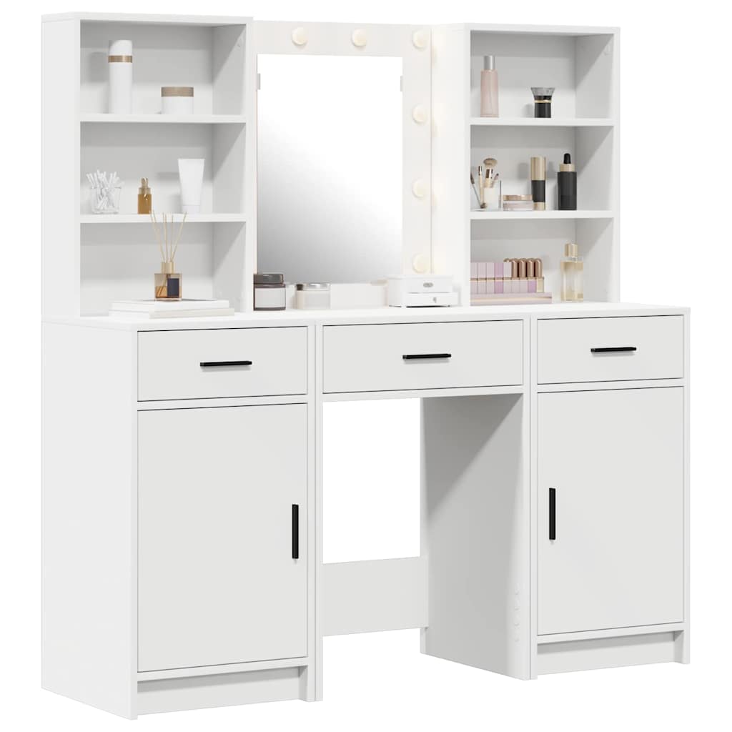 vidaXL Dressing Table Set 3 pcs White Engineered Wood 3