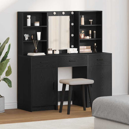vidaXL Dressing Table Set 3 pcs Black Oak Engineered Wood 1
