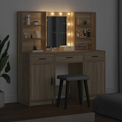 vidaXL Dressing Table Set 3 pcs Sonoma Oak Engineered Wood 4
