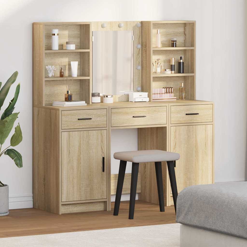 vidaXL Dressing Table Set 3 pcs Sonoma Oak Engineered Wood 1