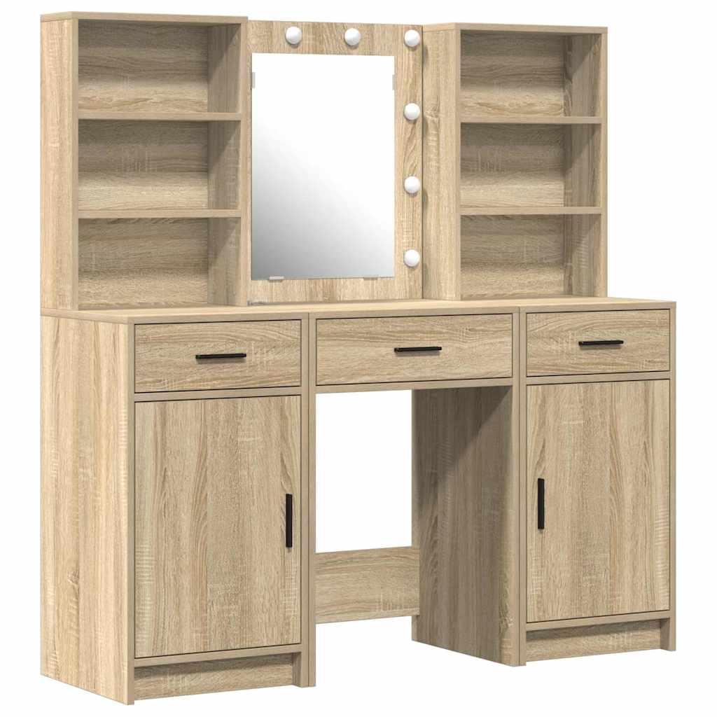 vidaXL Dressing Table Set 3 pcs Sonoma Oak Engineered Wood 2