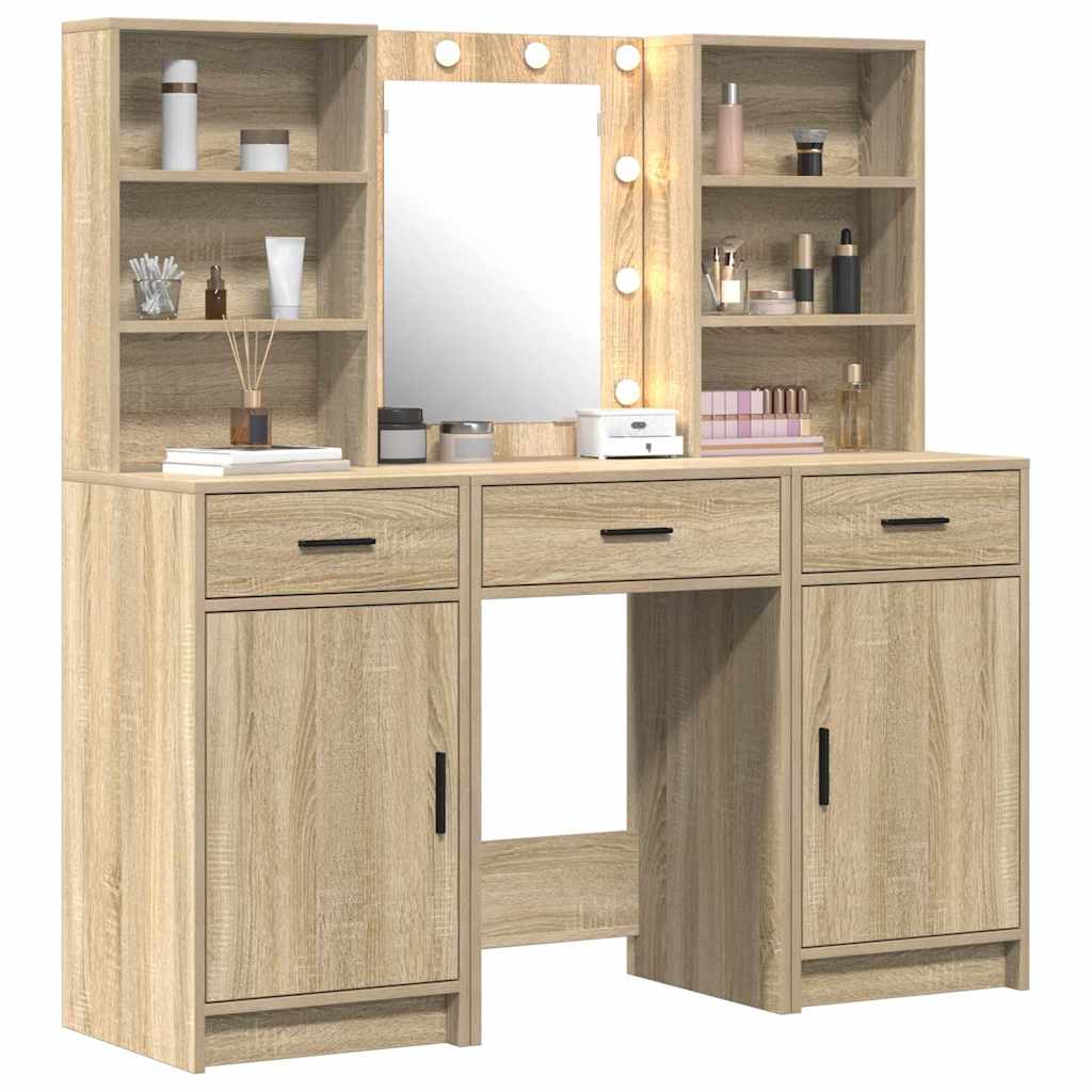 vidaXL Dressing Table Set 3 pcs Sonoma Oak Engineered Wood 3