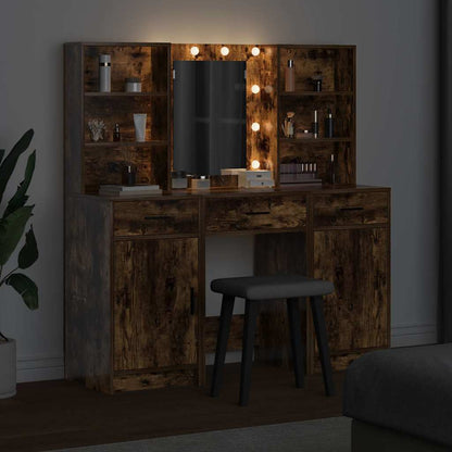 vidaXL Dressing Table Set 3 pcs Smoked Oak Engineered Wood 4