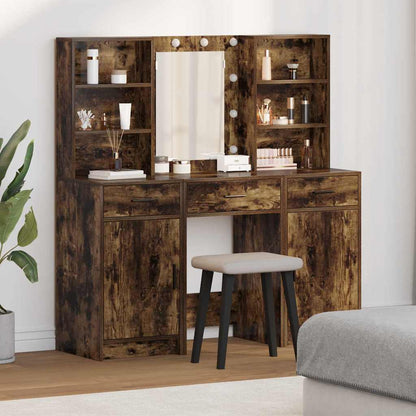 vidaXL Dressing Table Set 3 pcs Smoked Oak Engineered Wood 1