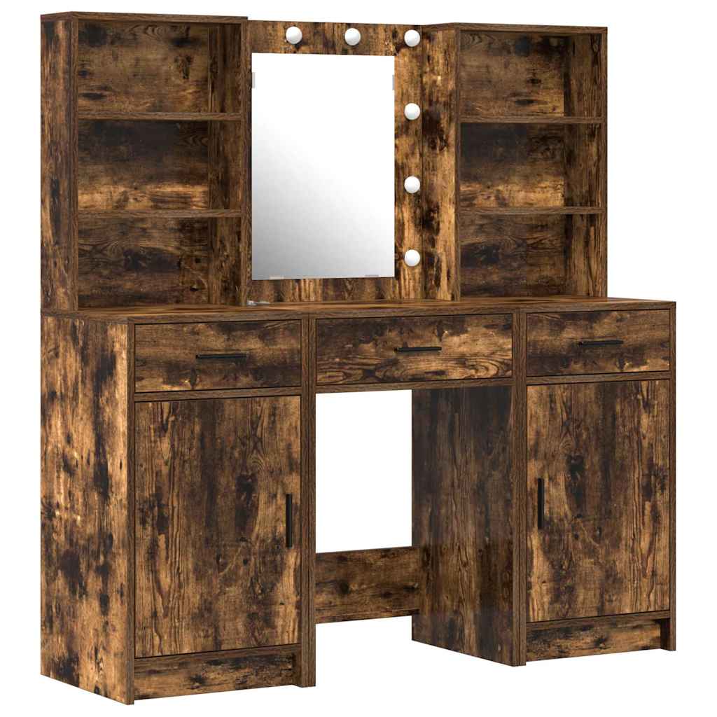 vidaXL Dressing Table Set 3 pcs Smoked Oak Engineered Wood 2