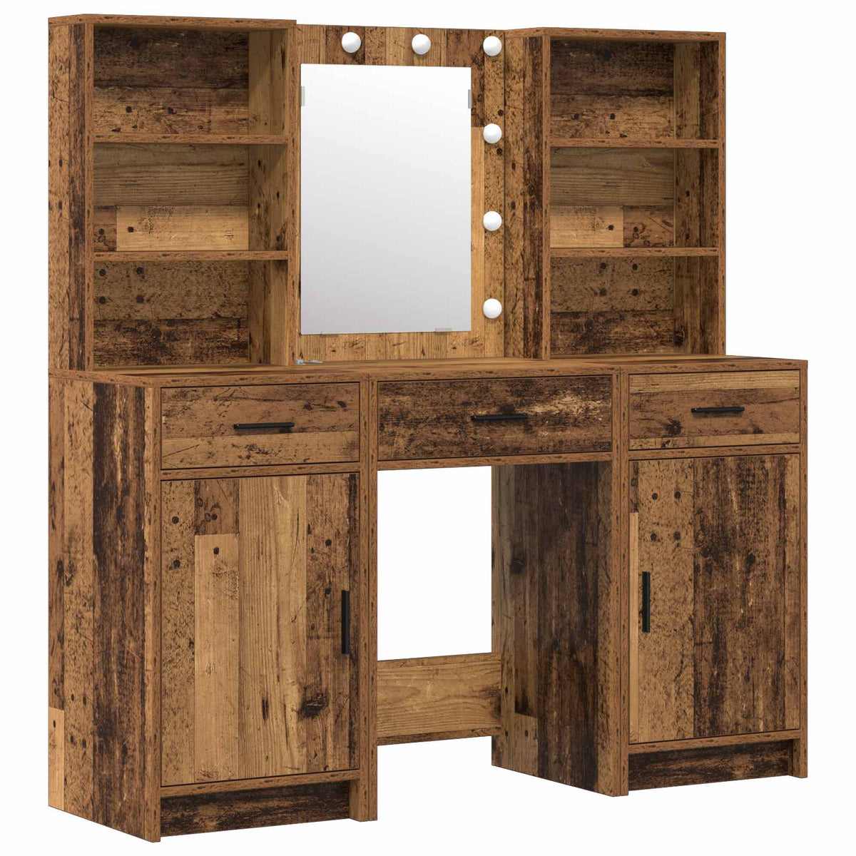 Dressing Table Set with LED 3 pcs 50 x 41 x 135 cm Old wood