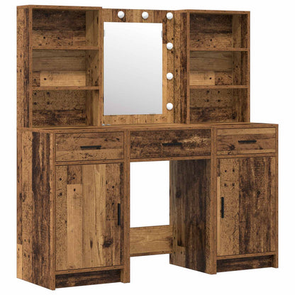 Dressing Table Set with LED 3 pcs 50 x 41 x 135 cm Old wood