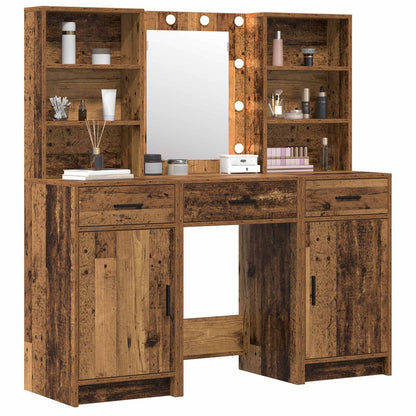 Dressing Table Set with LED 3 pcs 50 x 41 x 135 cm Old wood