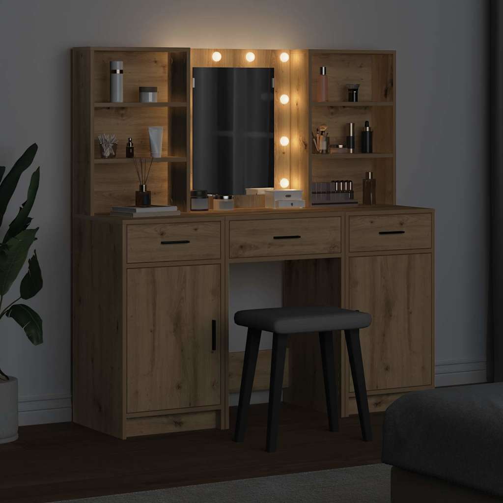 vidaXL Dressing Table Set 3 pcs Artisan Oak Engineered Wood 4
