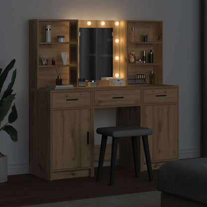 vidaXL Dressing Table Set 3 pcs Artisan Oak Engineered Wood 4