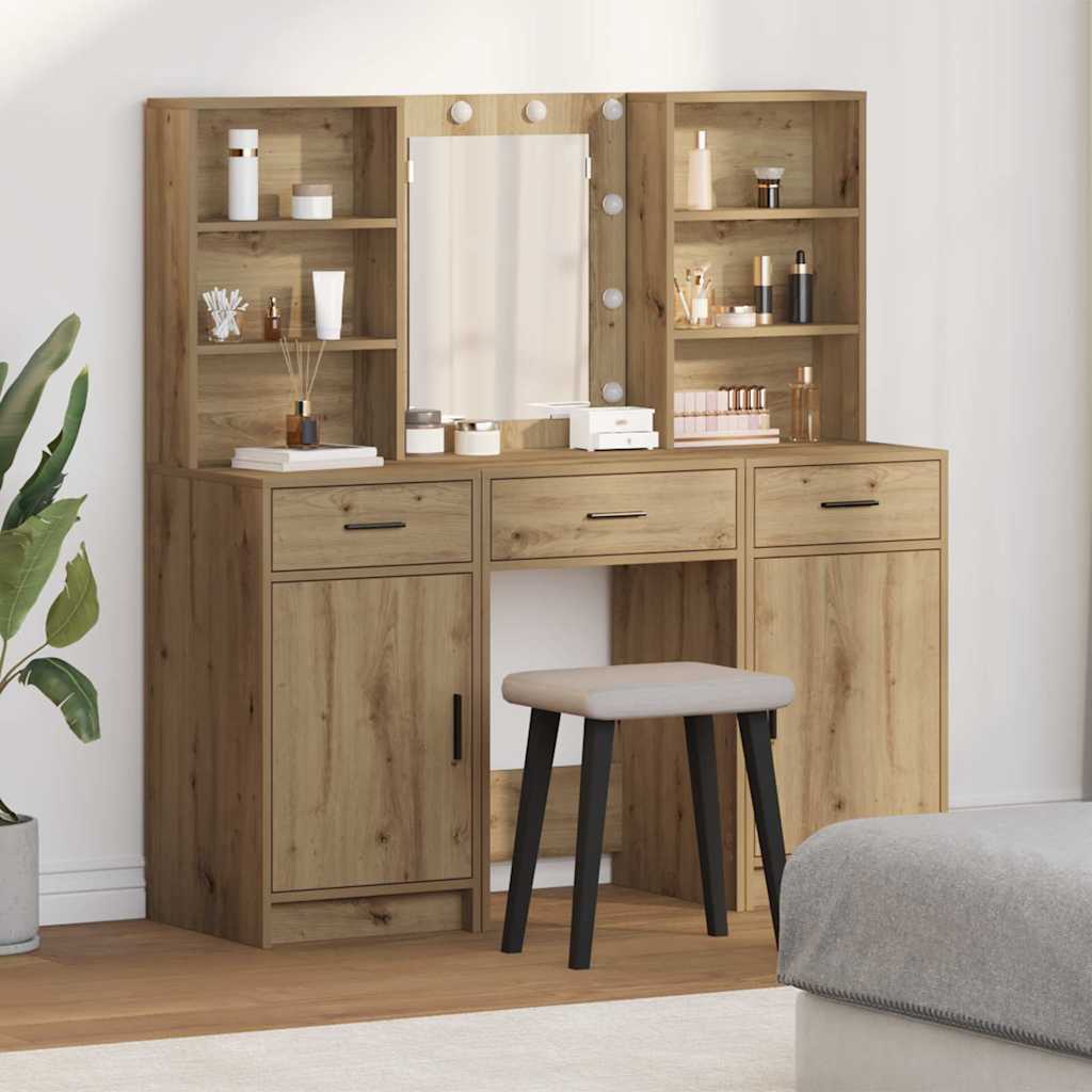 vidaXL Dressing Table Set 3 pcs Artisan Oak Engineered Wood 1