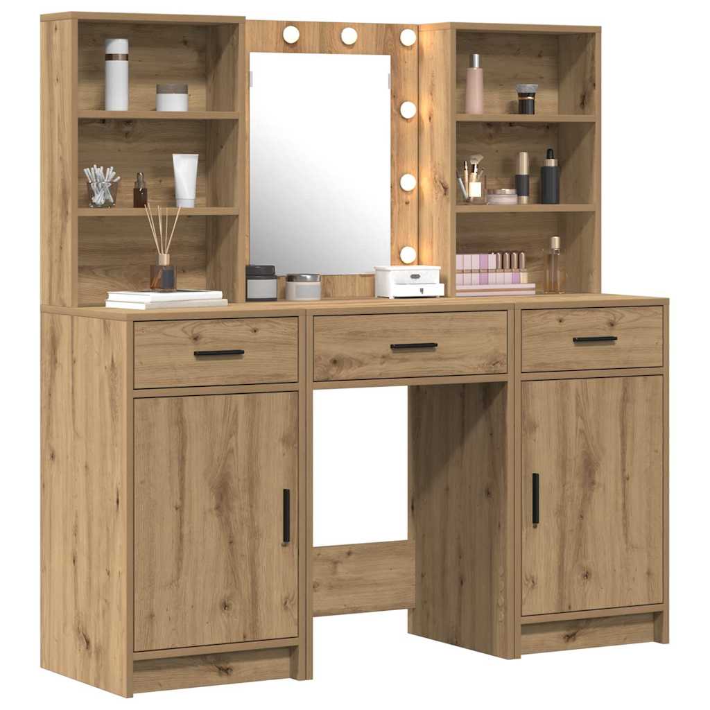 vidaXL Dressing Table Set 3 pcs Artisan Oak Engineered Wood 3