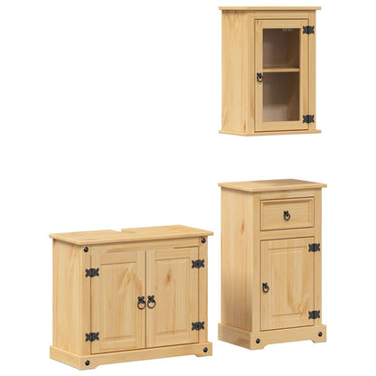 vidaXL 3 Piece Bathroom Furniture Set Corona Solid Wood Pine 2