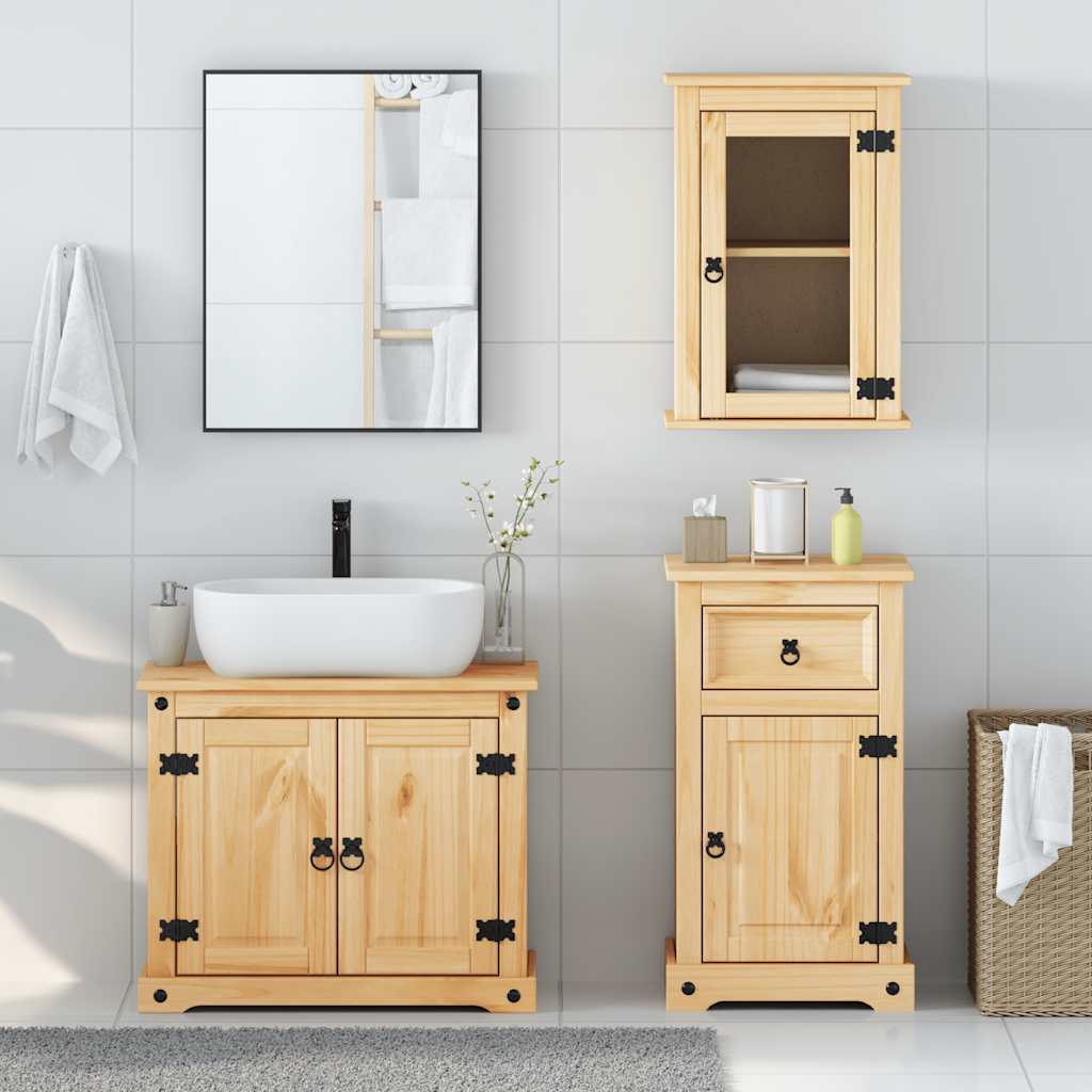 vidaXL 3 Piece Bathroom Furniture Set Corona Solid Wood Pine 3