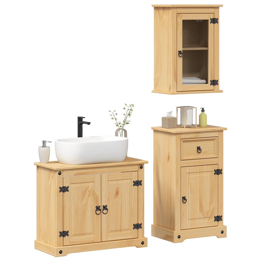 vidaXL 3 Piece Bathroom Furniture Set Corona Solid Wood Pine 1