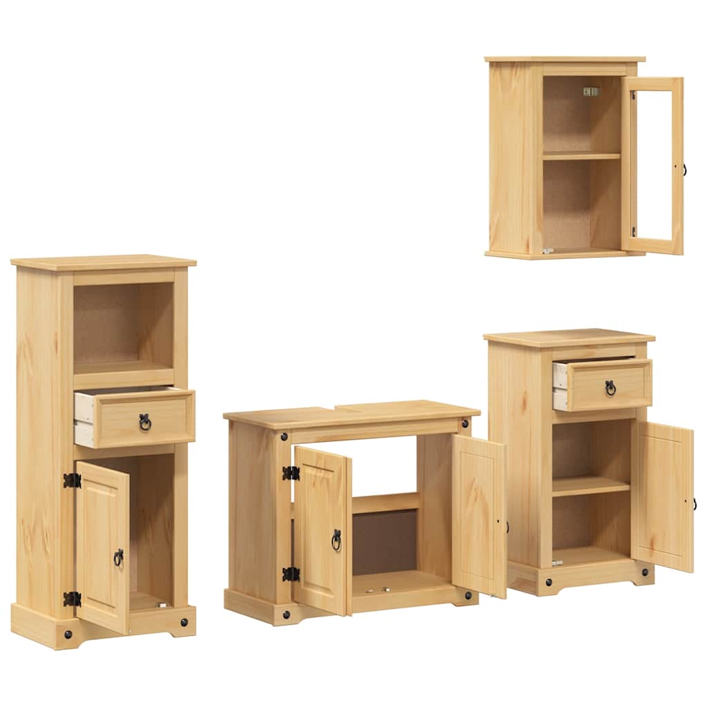 vidaXL 4 Piece Bathroom Furniture Set "Corona" Solid Wood Pine 4