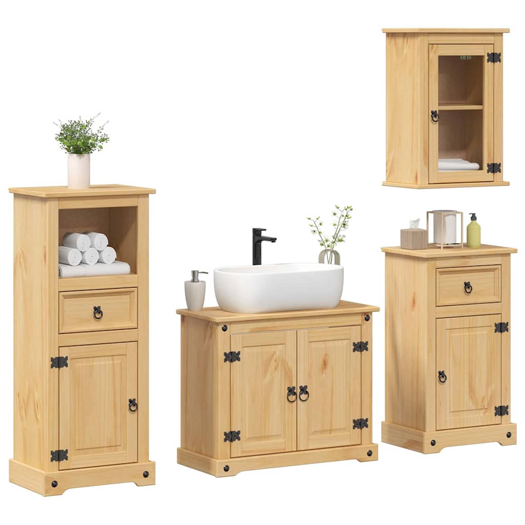 vidaXL 4 Piece Bathroom Furniture Set "Corona" Solid Wood Pine 1