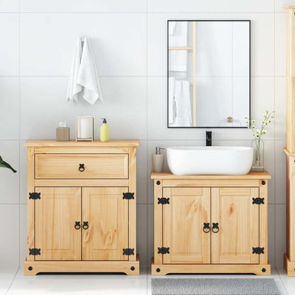 vidaXL 2 Piece Bathroom Furniture Set Corona Solid Wood Pine 3