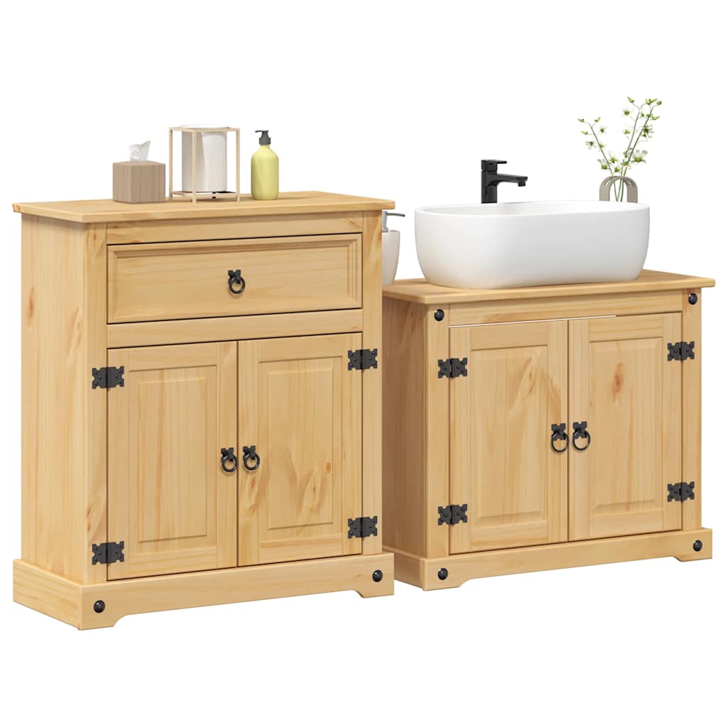 vidaXL 2 Piece Bathroom Furniture Set Corona Solid Wood Pine 1