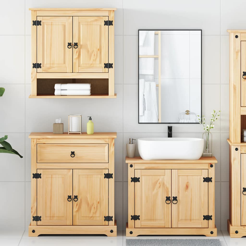 vidaXL 3 Piece Bathroom Furniture Set "Corona" Solid Wood Pine 3