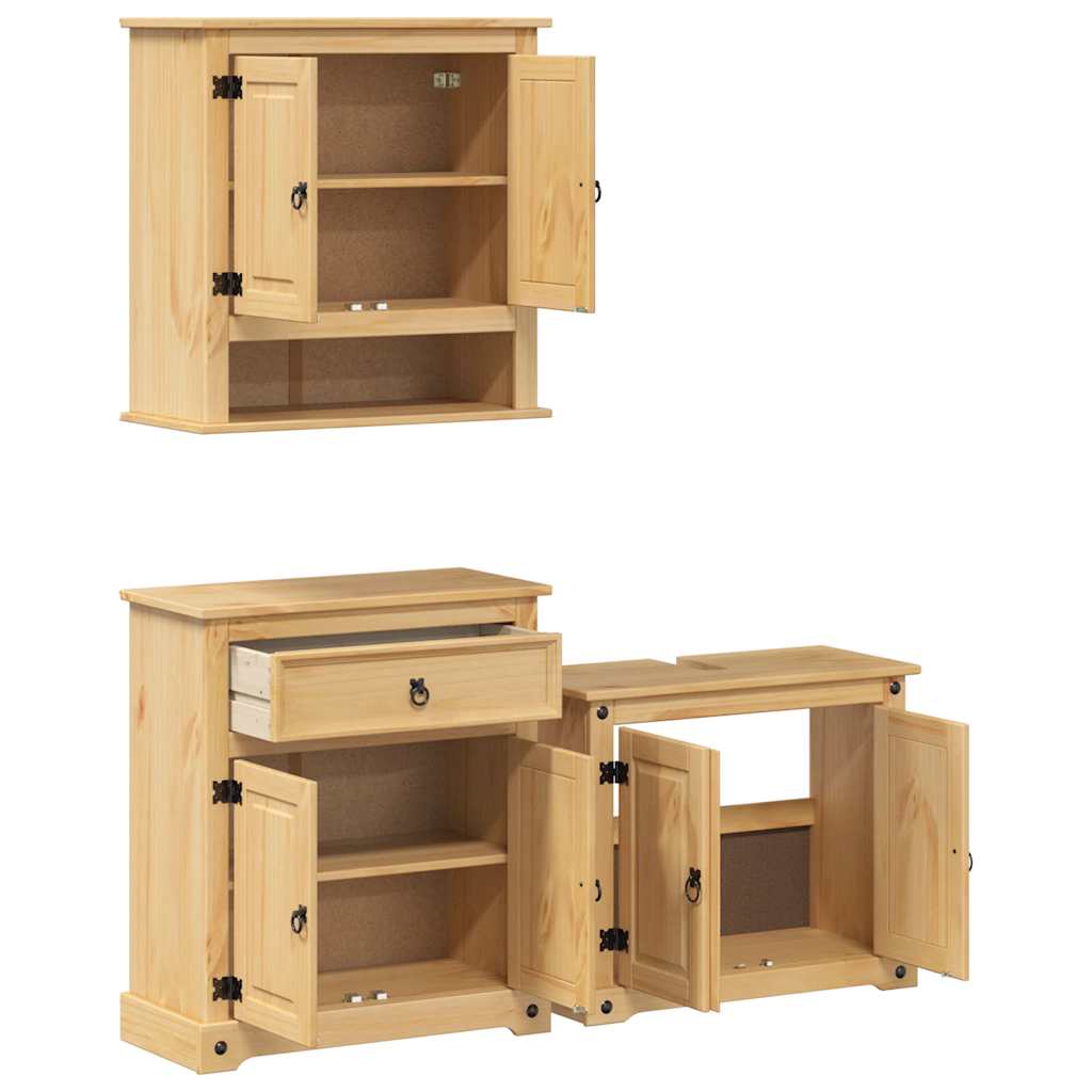 vidaXL 3 Piece Bathroom Furniture Set "Corona" Solid Wood Pine 4