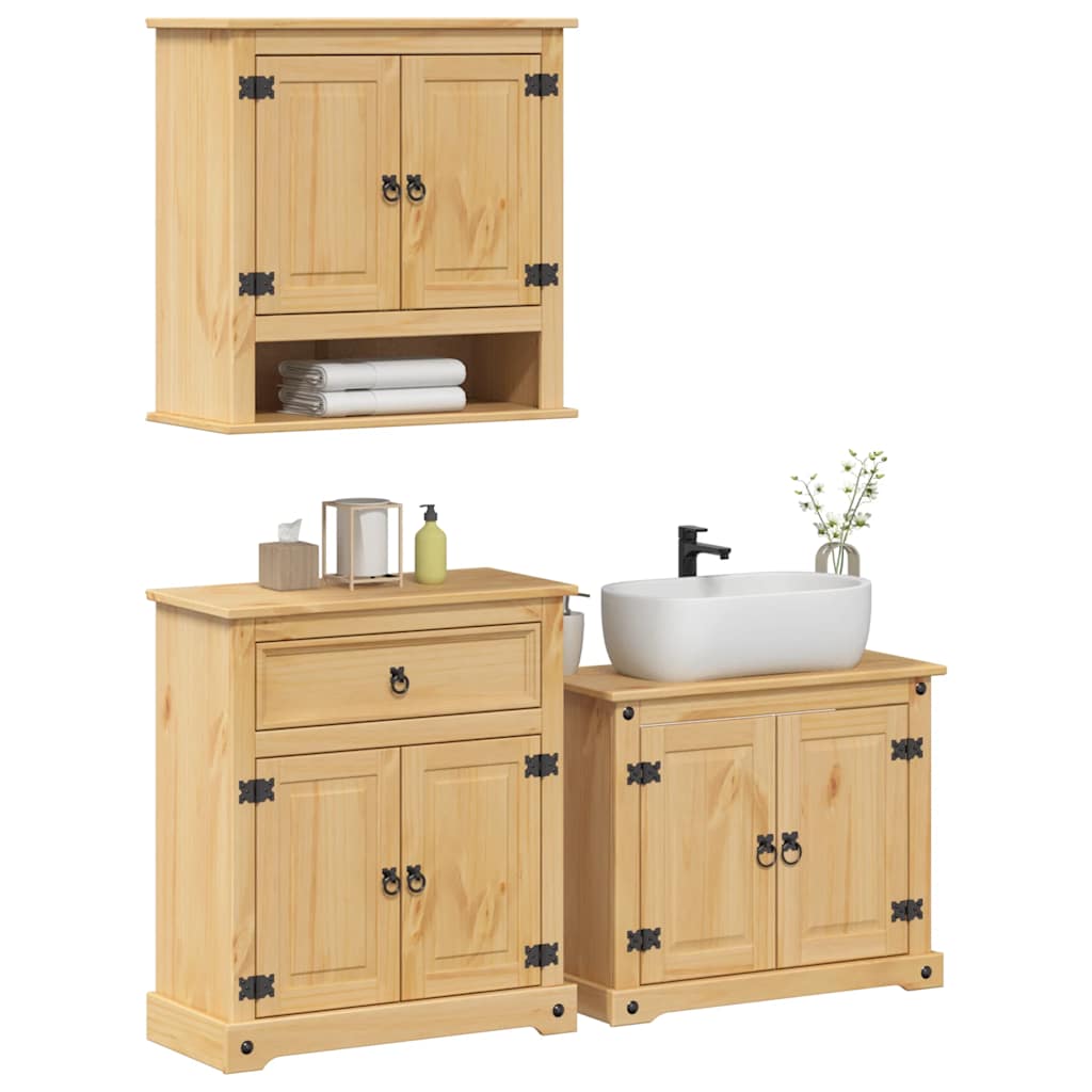 vidaXL 3 Piece Bathroom Furniture Set "Corona" Solid Wood Pine 1