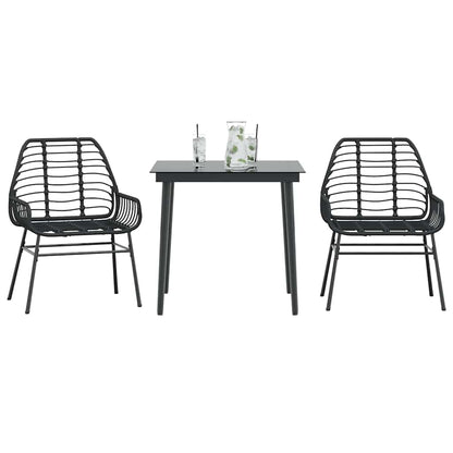 vidaXL 5 Piece Garden Dining Set Poly Rattan Glass