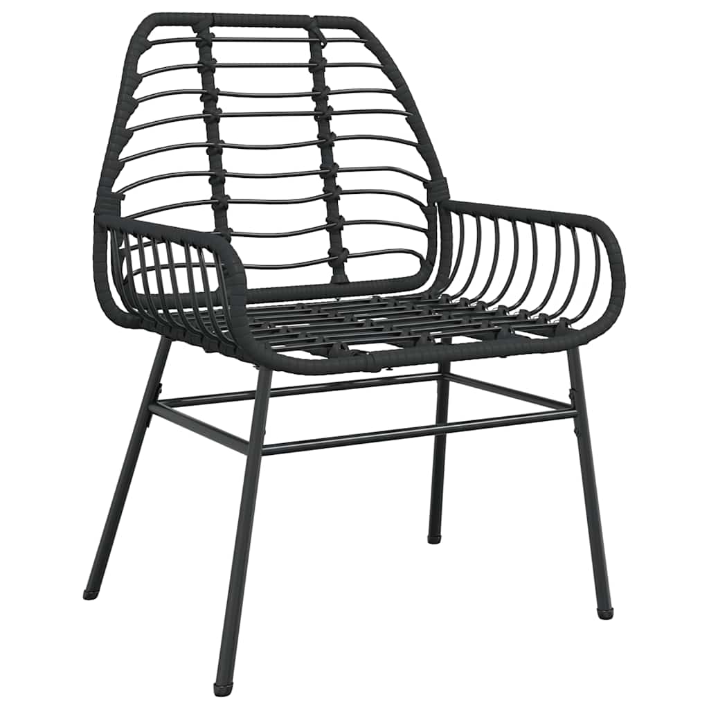 vidaXL 5 Piece Garden Dining Set Black Poly Rattan Glass 4