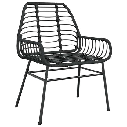 vidaXL 5 Piece Garden Dining Set Black Poly Rattan Glass 4