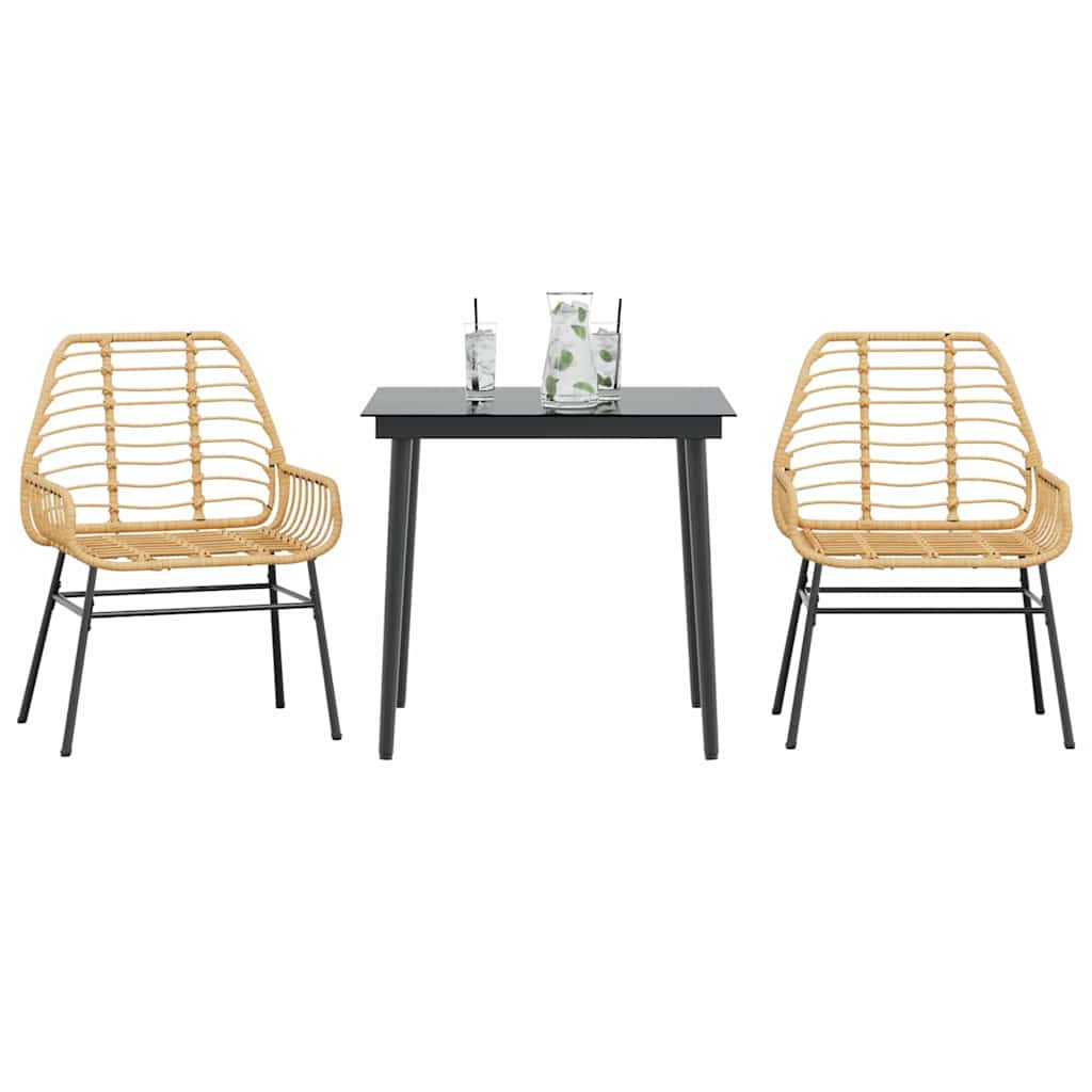 vidaXL 5 Piece Garden Dining Set Poly Rattan Glass