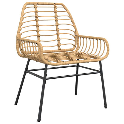 vidaXL 5 Piece Garden Dining Set Brown Poly Rattan Glass 4