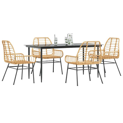 vidaXL 5 Piece Garden Dining Set Poly Rattan Glass