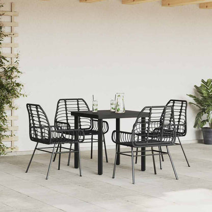 vidaXL 5 Piece Garden Dining Set Black Poly Rattan Glass 3