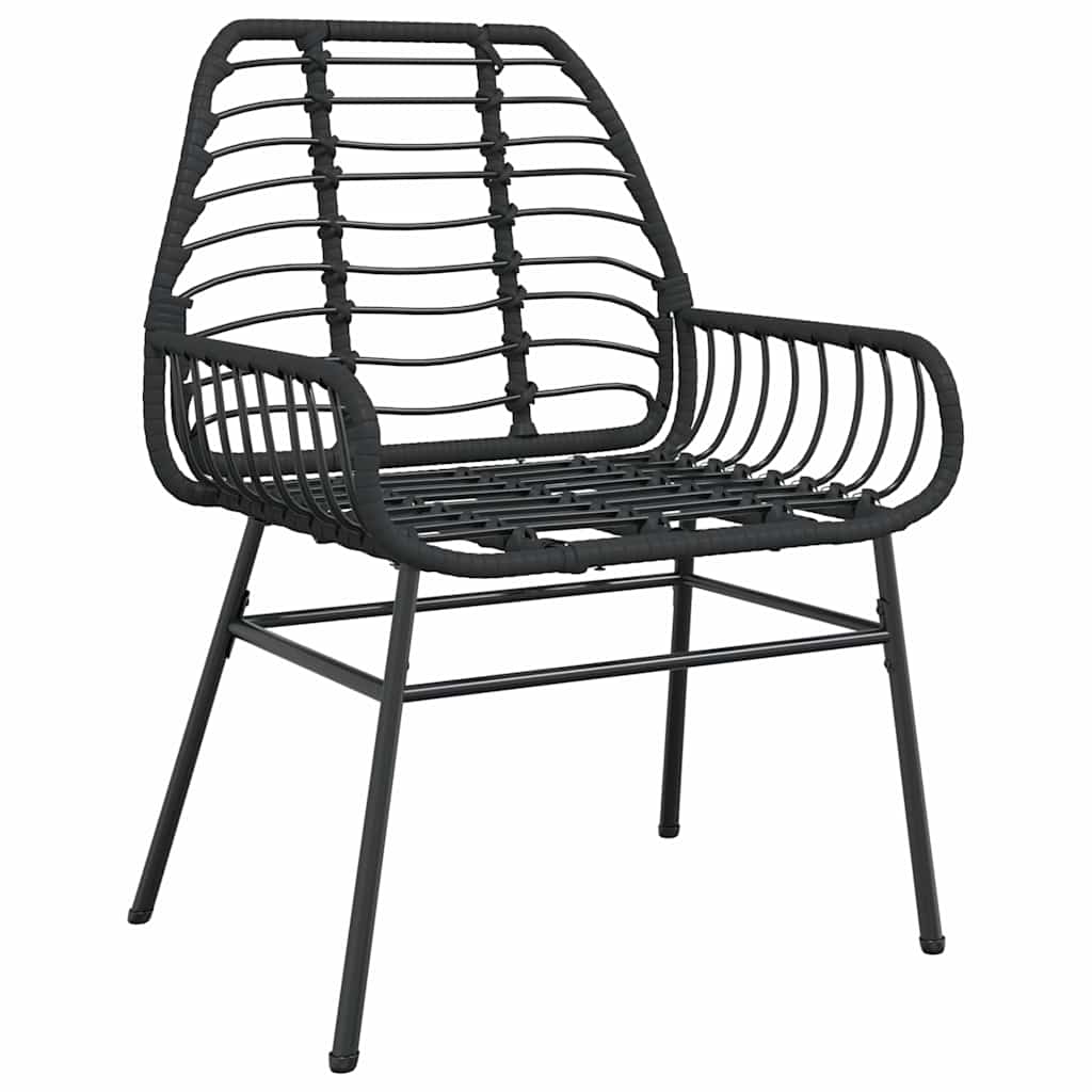 vidaXL 5 Piece Garden Dining Set Black Poly Rattan Glass 4