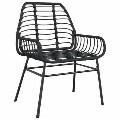 vidaXL 5 Piece Garden Dining Set Black Poly Rattan Glass 4
