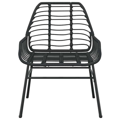 vidaXL 5 Piece Garden Dining Set Black Poly Rattan Glass 6