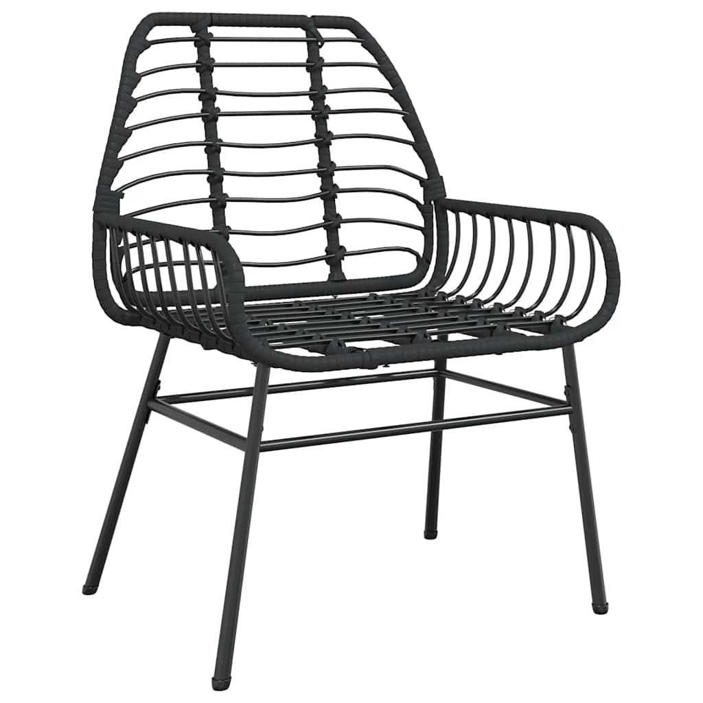 vidaXL 5 Piece Garden Dining Set Black Poly Rattan Glass 4