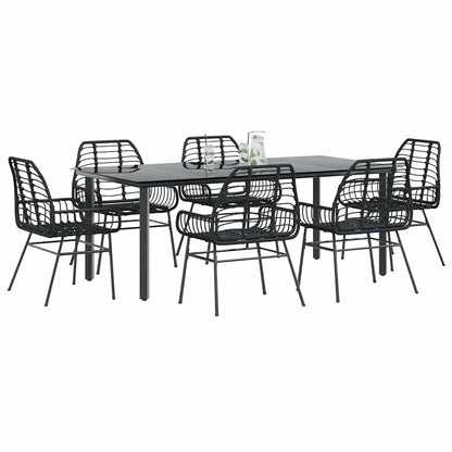 vidaXL 5 Piece Garden Dining Set Poly Rattan Glass Black