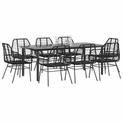 vidaXL 5 Piece Garden Dining Set Poly Rattan Glass Black