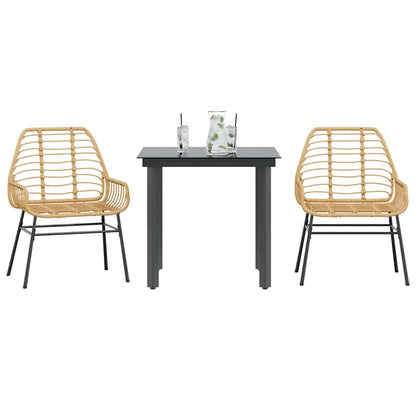 vidaXL 5 Piece Garden Dining Set Poly Rattan Glass Brown