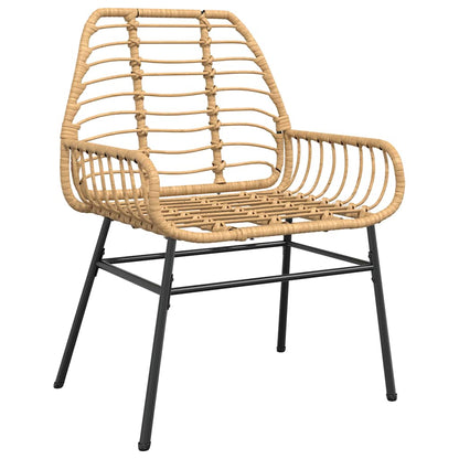 vidaXL 5 Piece Garden Dining Set Brown Poly Rattan Glass 4
