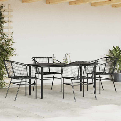 vidaXL 5 Piece Garden Dining Set Black Poly Rattan Glass 3