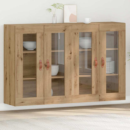 Wall Mounted Cabinets 2 pcs Engineered Wood Leather Artisan oak