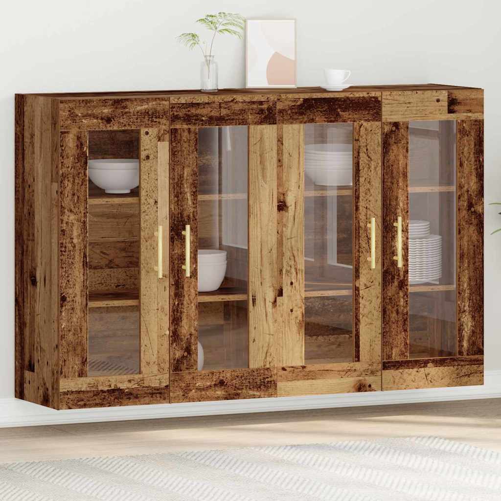 Wall Mounted Cabinets 2 pcs Engineered Wood Tube Gold Old wood