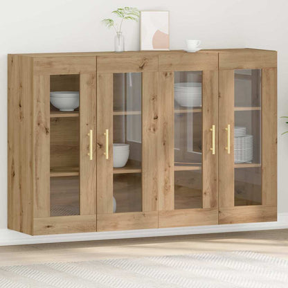Wall Mounted Cabinets 2 pcs Engineered Wood Tube Gold Artisan oak