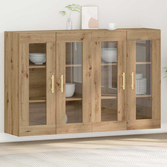 Wall Mounted Cabinets 2 pcs Engineered Wood Tube Gold Artisan oak