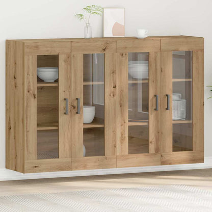 vidaXL Wall Mounted Cabinets 2 pcs Engineered Wood U Shape Black