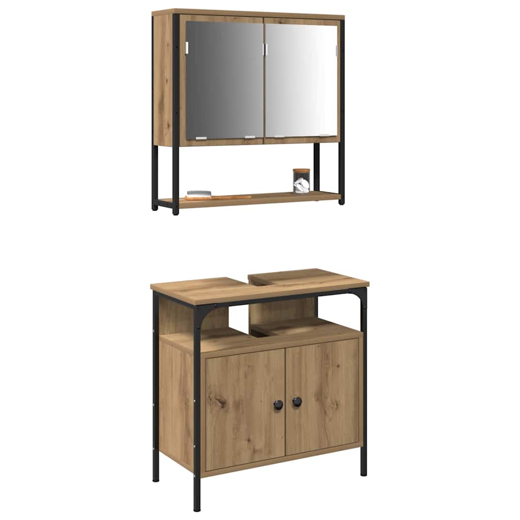 2 Piece Bathroom Furniture Set Engineered Wood Artisan oak