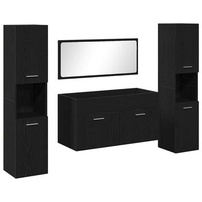 vidaXL Bathroom Furniture Set 4 pcs Black Oak Engineered Wood 2